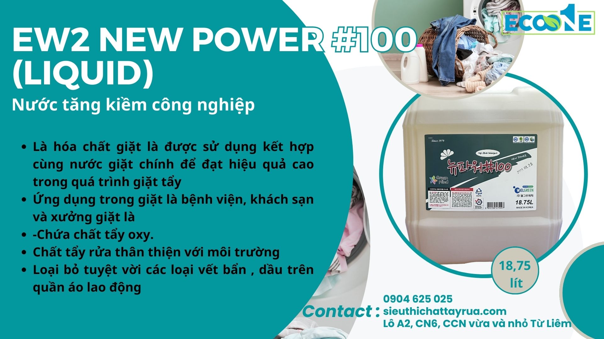 Nước giặt tăng hoạt tính kiềm – EW2 New Power 100